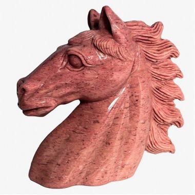 UNIKAT Skulptur Pferdekopf Rhodonit