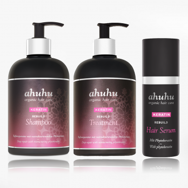 KERATIN Rebuild Set: Shampoo – 500 ml + Treatment – 500 ml + Serum – 30 ml