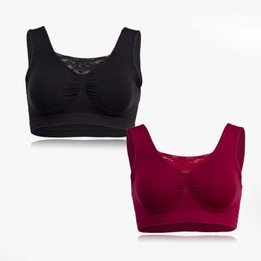 Shapewear Komfort Soft-BH mit Spitzen-Ausschnitt – 2er Set