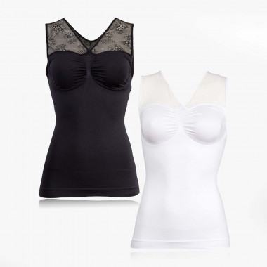 LUXUS Shapewear Komfort Top mit Spitzenträgern – 2er Set