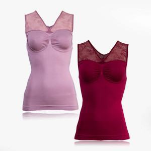 LUXUS Shapewear Komfort Top mit Spitzenträgern – 2er Set