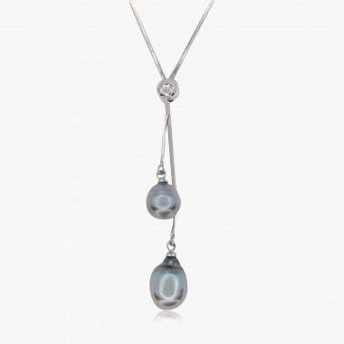 Tahitiperlen-Collier Y-Design 925er Silber