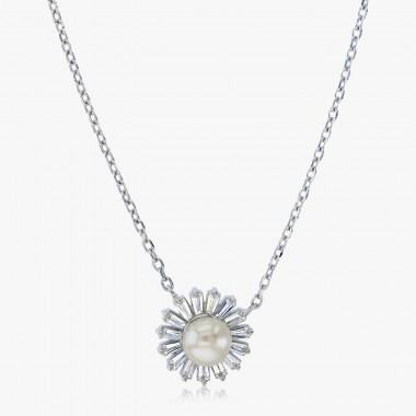 Halskette mit Perlen-Anhänger – 925er Silber