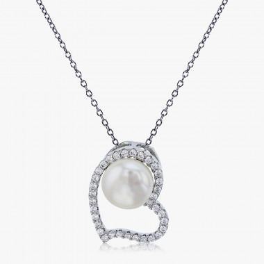 Halskette mit Perlen-Anhänger – 925er Silber