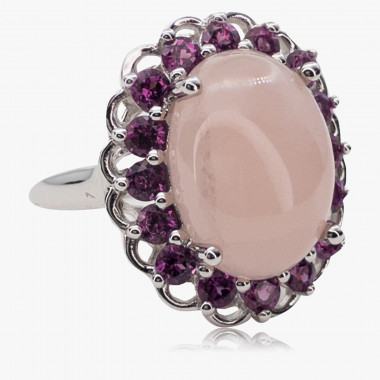 Ring Rhodolit und Rosenquarz – 925er Silber