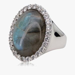 Ring Labradorit & Zirkon – 925er Silber