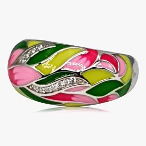 Ring Emaille Grün-Rosé – 925er Silber