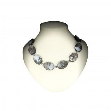 Perlmutt-Kameen-Collier – 925er Silber